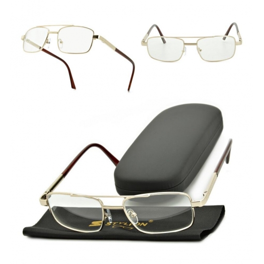 Męskie złote okulary minusy -3.00 dioptrie korekcyjne dla krótkowidzów ST324A